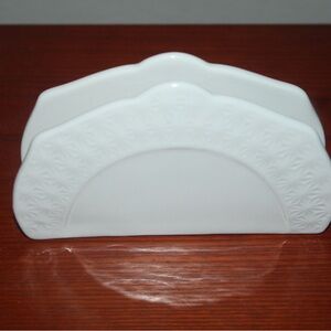 Elegant White Ceramic Embossed Napkin Holder